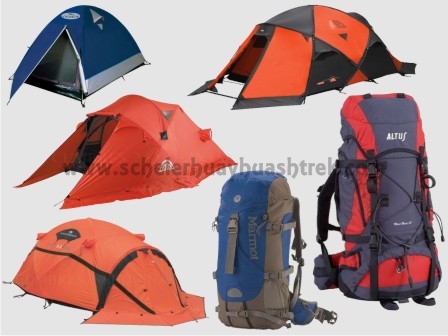 carpas y mochilas de montaña